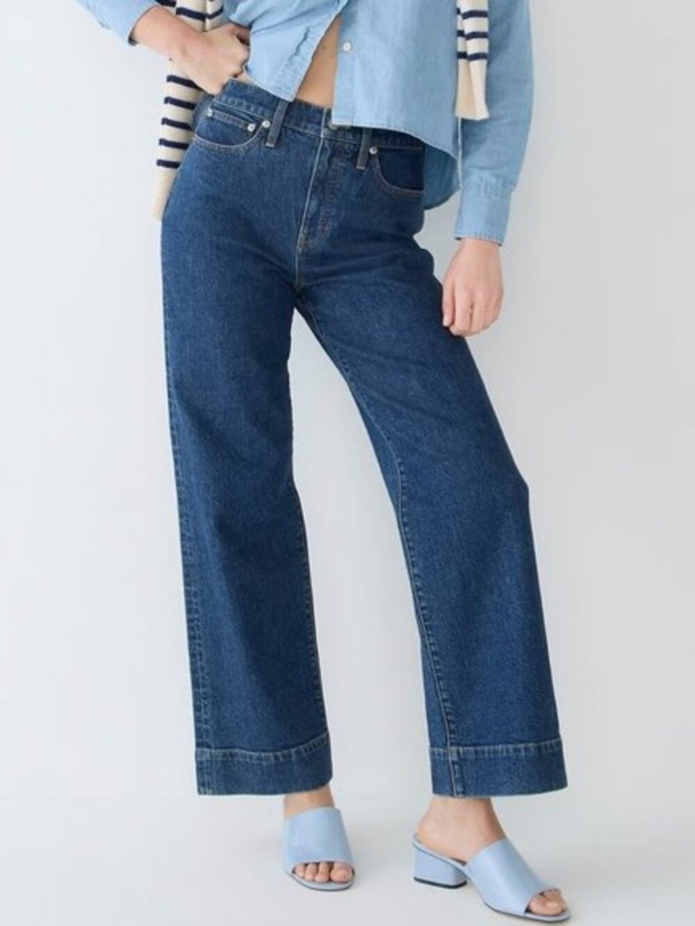 J Crew Womens 27 Slim Wide Leg Jeans Bourbon Wash Relaxed Stretch High Rise